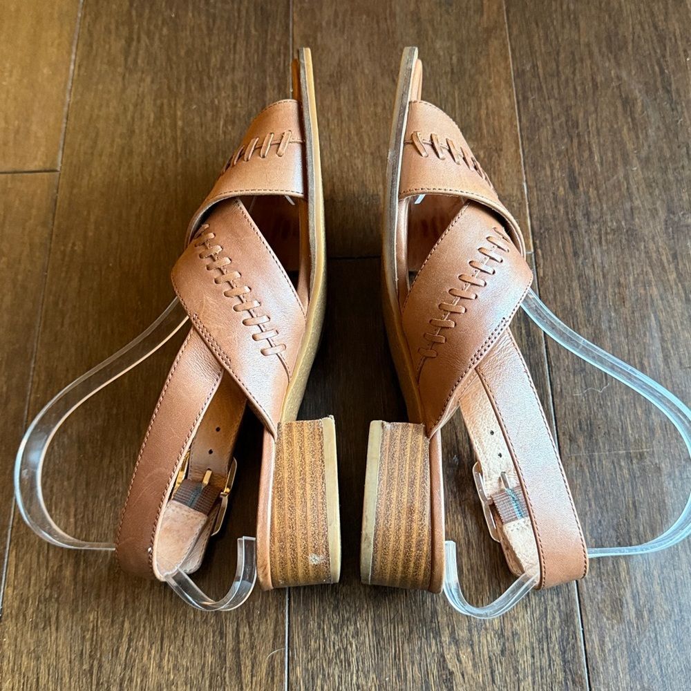 Jack Rogers Amelia City Sandal Leather Whipstitch Block Heel Slingback Women's 7 - Picture 7 of 10